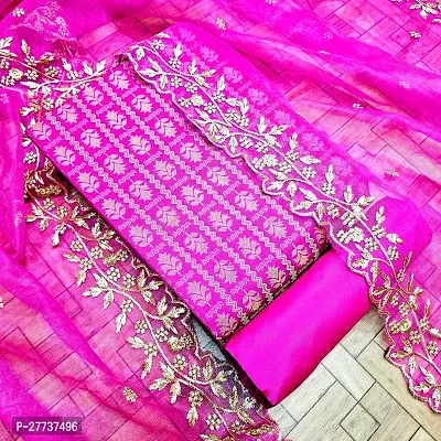 Elegant Banarasi Silk Jacquard Weave Dress Material with Dupatta For Women