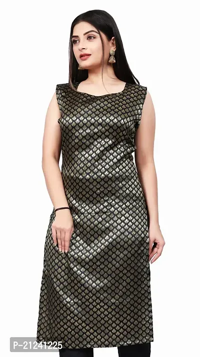 Stylish A-Line Black Woven Design Jacquard kurta Set-thumb0