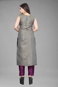 A-Line Black Woven Design Jacquard kurta Set-thumb1