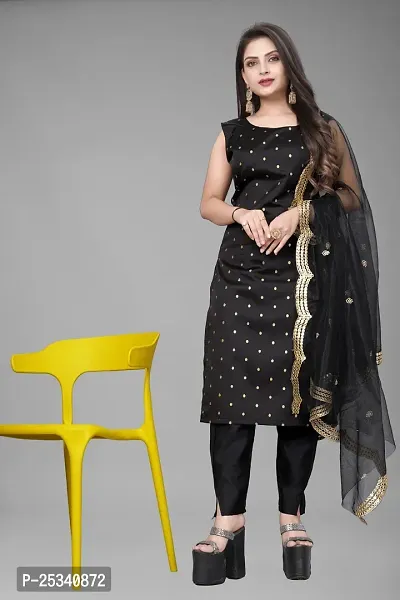 A-Line Black Woven Design Jacquard kurta Set-thumb0