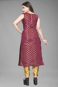 A-Line Maroon Woven Design Jacquard Kurti-thumb1