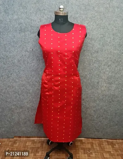 Stylish A-Line Red Woven Design Jacquard kurta Set