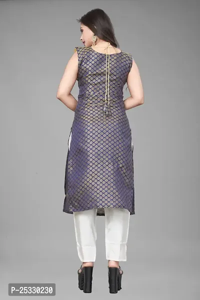 A-Line Black Woven Design Jacquard kurta Set-thumb2