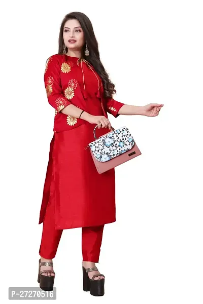 Stylish Soft Silk Kurta With Pant And Koti Set For Women-thumb0