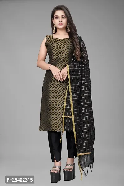 Elegant White Jacquard Jacquard Weave Dress Material With Dupatta For Women-thumb0