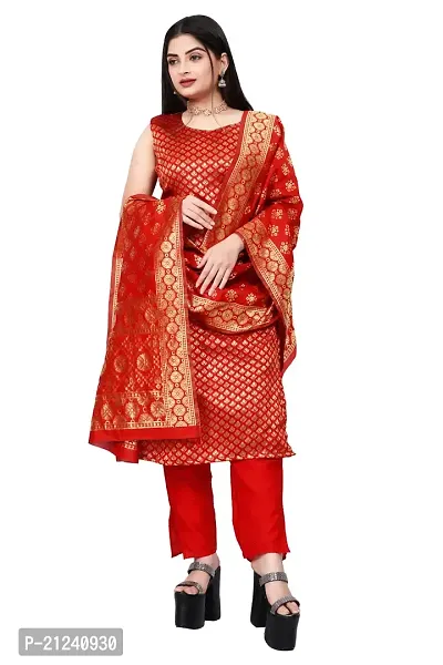 Stylish A-Line Red Jacquard Jacquard kurta Set