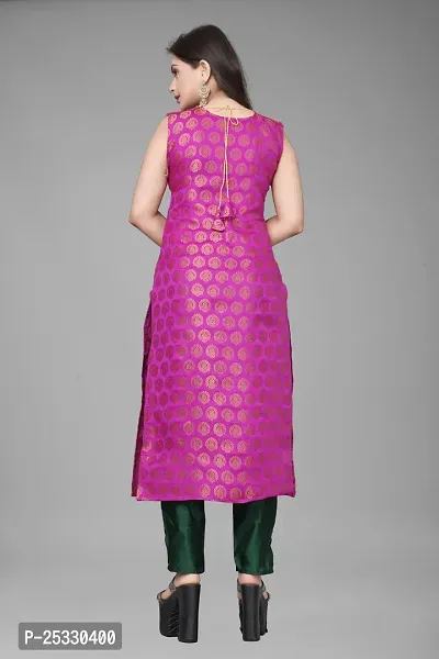 A-Line Black Woven Design Jacquard kurta Set-thumb2