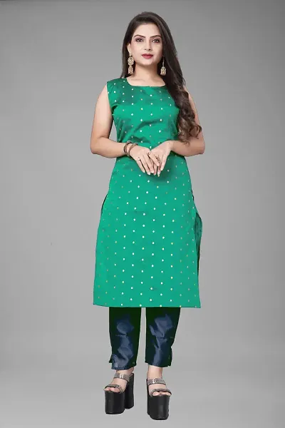 A-Line Woven Design Jacquard kurta Set