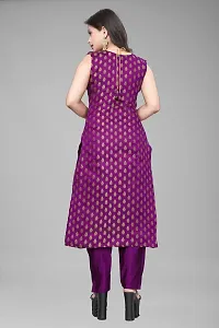 A-Line Purple Woven Design Jacquard kurta Set-thumb2