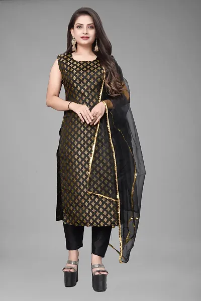 Elegant Jacquard Jacquard Weave Dress Material With Dupatta For Women