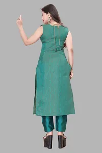 Elegant Teal Woven Design Jacquard Kurta Pant With Dupatta For Women-thumb2