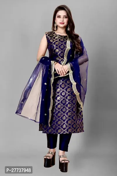 Elegant Banarasi Silk Jacquard Weave Dress Material with Dupatta For Women