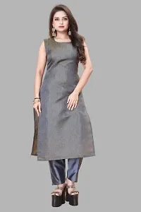 Elegant Grey Woven Design Jacquard Kurta Pant With Dupatta For Women-thumb1