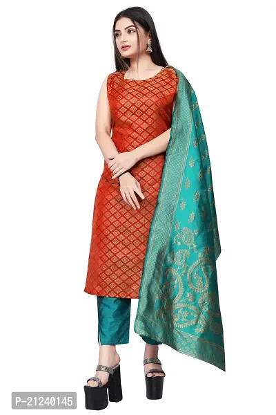 Stylish A-Line Red Jacquard Jacquard kurta Set-thumb0