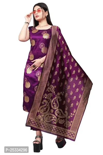 A-Line Purple Woven Design Jacquard kurta Set