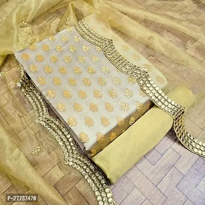 Elegant Banarasi Silk Jacquard Weave Dress Material with Dupatta For Women