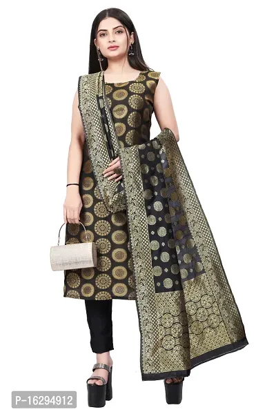 Stylish Fancy Jacquard Unstitched Dress Material Top With Bottom And Dupatta Set For Women-thumb0