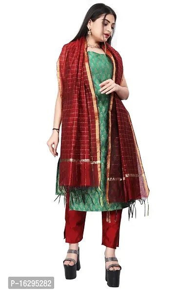 Stylish Fancy Jacquard Unstitched Dress Material Top With Bottom And Dupatta Set For Women-thumb0