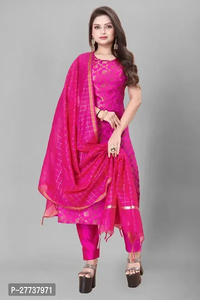 Elegant Banarasi Silk Jacquard Weave Dress Material with Dupatta For Women