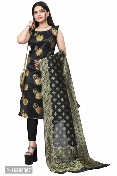 Stylish Fancy Jacquard Unstitched Dress Material Top With Bottom And Dupatta Set For Women-thumb0