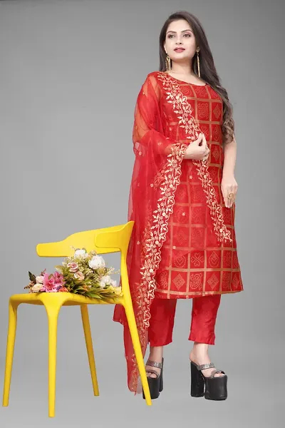 Fancy Jacquard Kurta Set For Women