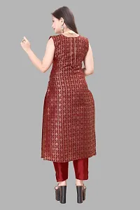 Elegant Maroon Woven Design Jacquard A-Line Kurta Pant With Dupatta For Women-thumb2