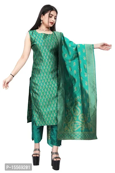 Stylish Fancy Banarasi Silk Kurta With Bottom Wear And Dupatta Set For Women