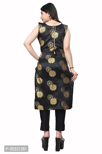 A-Line Black Woven Design Jacquard kurta Set-thumb2