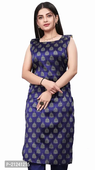 Stylish A-Line Navy Blue Woven Design Jacquard kurta Set