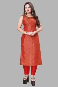 Elegant Red Woven Design Jacquard Kurta Pant With Dupatta For Women-thumb1