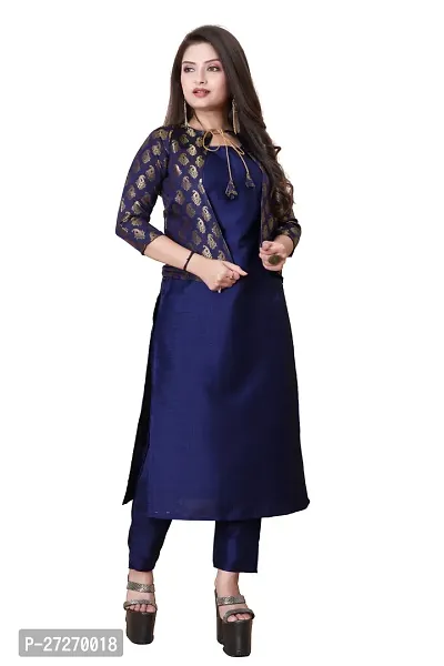 Stylish Soft Silk Kurta With Pant And Koti Set For Women-thumb0