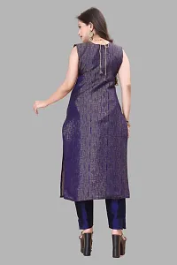 Elegant Navy Blue Woven Design Jacquard Kurta Pant With Dupatta For Women-thumb2