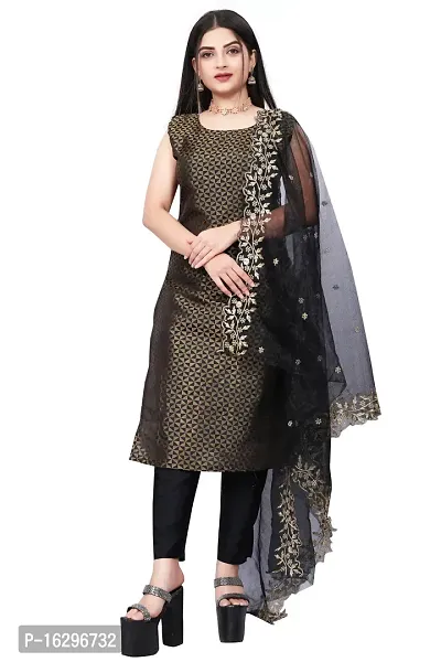 Stylish Fancy Jacquard Unstitched Dress Material Top With Bottom And Dupatta Set For Women