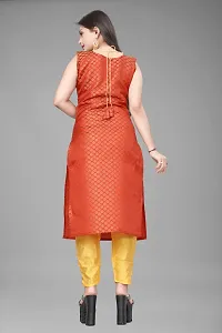 A-Line Red Woven Design Jacquard Kurti-thumb1