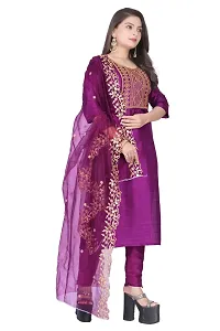 Stylish Purple Silk Kurta, Bottom And Dupatta Set For Women-thumb1