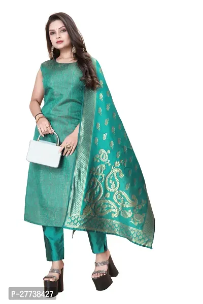 Elegant Banarasi Silk Jacquard Weave Dress Material with Dupatta For Women-thumb0