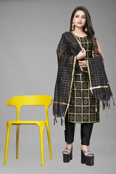 A-Line Woven Design Jacquard Kurta Set