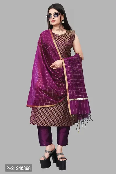 Stylish A-Line Purple Jacquard Jacquard kurta Set