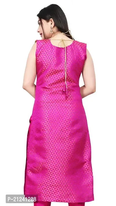 Stylish A-Line Pink Woven Design Jacquard kurta Set-thumb2