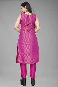 A-Line Pink Woven Design Jacquard kurta Set-thumb2