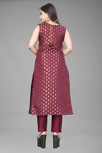 A-Line Maroon Woven Design Jacquard kurta Set-thumb2