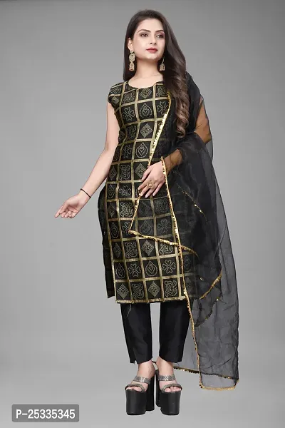 A-Line Black Woven Design Jacquard kurta Set-thumb0