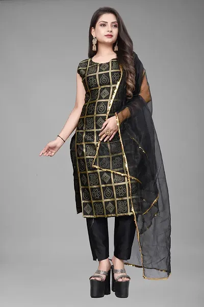 Stylish A-Line Woven Design Jacquard Kurta Set