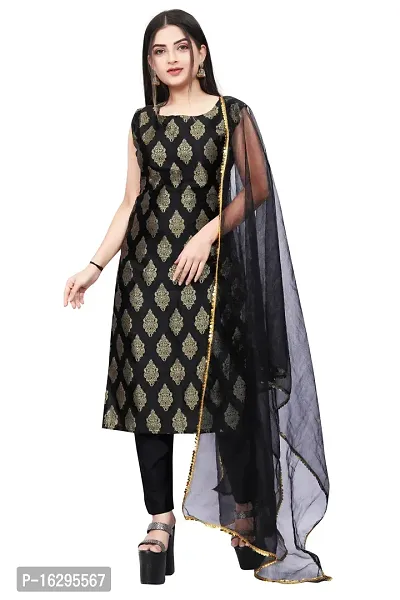 Stylish Fancy Jacquard Unstitched Dress Material Top With Bottom And Dupatta Set For Women