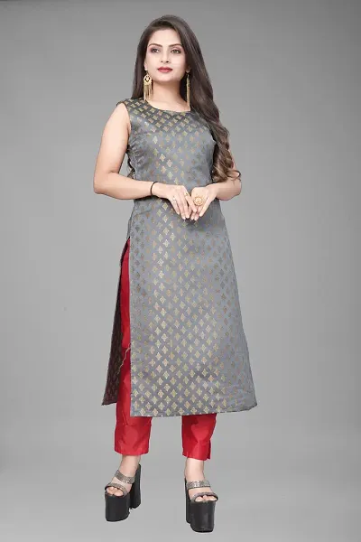 A-Line Woven Design Jacquard kurta Set