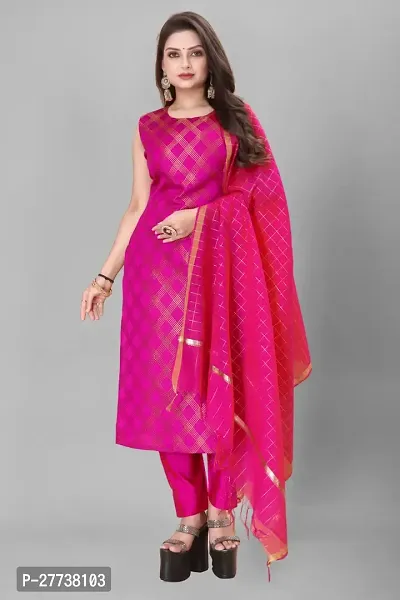 Elegant Banarasi Silk Jacquard Weave Dress Material with Dupatta For Women-thumb0