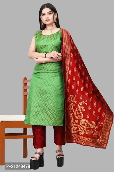 Stylish A-Line Green Jacquard Jacquard kurta Set