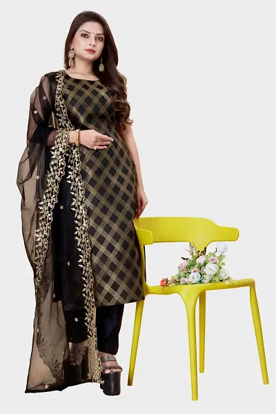 Elegant Banarasi Silk Jacquard Weave Dress Material with Dupatta For Women