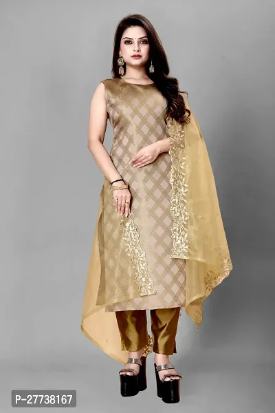 Elegant Banarasi Silk Jacquard Weave Dress Material with Dupatta For Women-thumb0