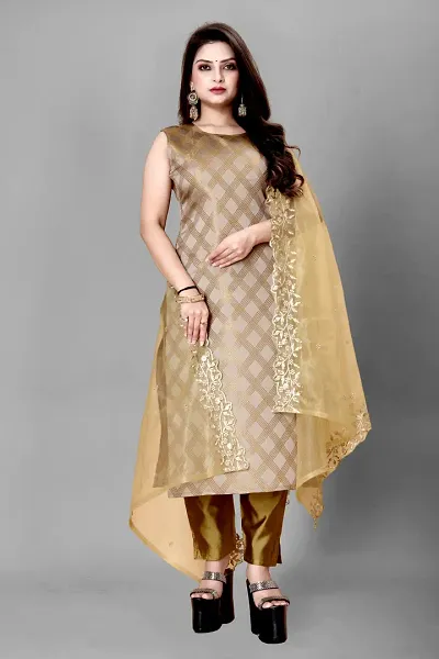 Stylish Banarasi Silk Jacquard Unstitched Suit